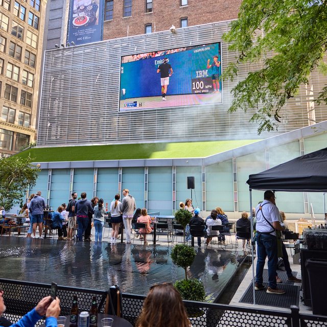 Backyard, Big Screen, BBQs.